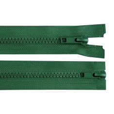 Fermoar dublu plastic detasabil Crisalida, 2 cursoare, lungime 65 cm, Verde brad