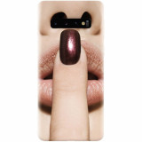 Husa silicon pentru Samsung Galaxy S10, Finger Purple Nailpolish Girl Lips