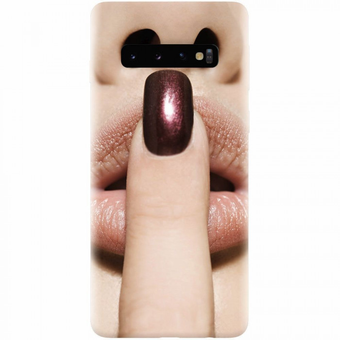 Husa silicon pentru Samsung Galaxy S10 Plus, Finger Purple Nailpolish Girl Lips