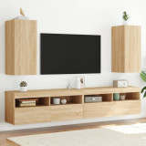 Comoda TV de perete cu LED, 2 buc. stejar sonoma, 30,5x35x70 cm GartenMobel Dekor, vidaXL