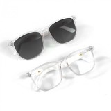 Cumpara ieftin Ochelari de soare smart iSEN GS03, Rama transparenta, Lentile polarizate UV400, Unisex, Microfon si difuzor incorporat, Muzica si apeluri Bluetooth, A