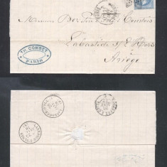 France 1870 Postal History Rare Cover + Content PARIS DB.342