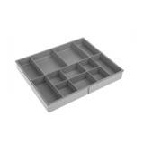 Organizator sertare din plastic, extensibil, 12 compartimente, 30.5 x 25.5 x 3.8 cm, Gri, General