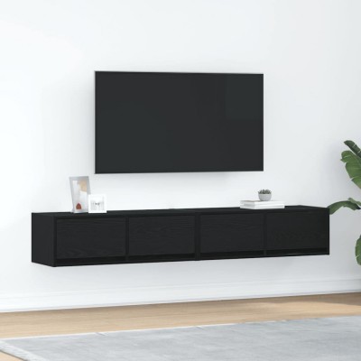 vidaXL Dulapuri TV 2 buc Stejar negru 80x31x25,5 cm Lemn prelucrat foto