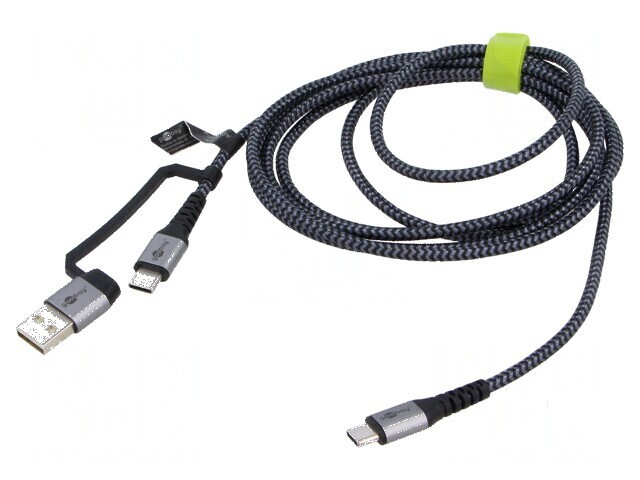 Cablu USB 2.0 A la C 3m negru și gri