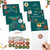 Set de 12 felicitari, 12 plicuri si 1 foaie cu stickere pentru Craciun Sunshine, hartie, multicolor, 10 x 15 cm