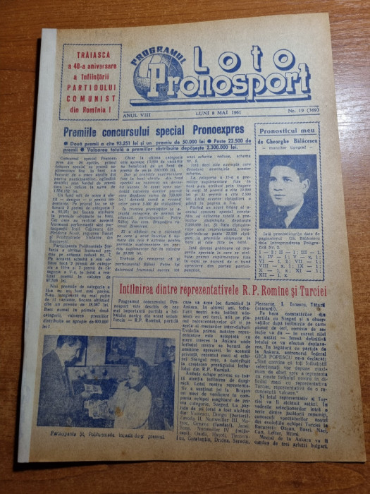 Loto pronosport 8 mai 1961-interviu angelo niculescu