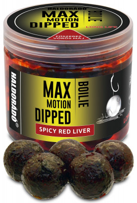 Haldorado - Boilies-uri Max Motion Boilie Dipped 20mm, 80g - Ficat rosu condimentat foto