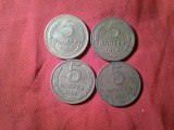 4 Monede URSS 5 kopeici : 1940 ,1957 ,1961,1986 cal. f.buna, Europa