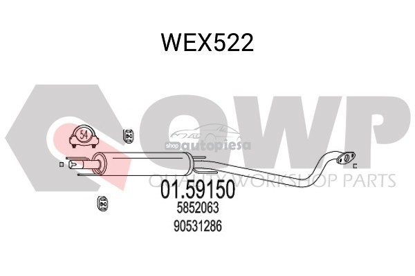 Toba esapamet intermediara OPEL ASTRA G Combi (F35) (1998 - 2009) QWP WEX522 Toba esapamet intermediara OPEL ASTRA G Combi (F35) (1998 - 2009) QWP WEX522