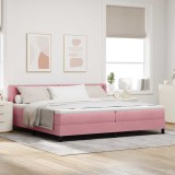 vidaXL Pat cu Saltea cu Arcuri Negru 100x200 cm Catifea cu saltea Roz 3341545