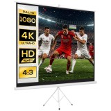 HOMCOM Ecran Proiector de 120" Format 4:3 din Tesatura Tip Plasa, Plastic si Metal cu Trepied, 244x183 cm, Alb | Aosom Romania