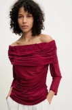 Never Fully Dressed bluza Diaz femei, culoarea bordo, neted, NFDTO1669
