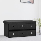 vidaXL Bancă depozitare pliabilă, negru, 76x38x38 cm, imitație p&acirc;nză