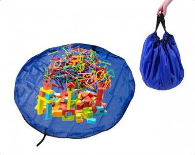 Covoras de joaca &amp;amp; Sac pentru jucarii, 2in1, culoare Albastra, diametru 150cm foto