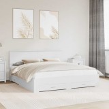 vidaXL Cadru de pat cu headboard Alb 180 x 200 cm Lemn compozit 3408229