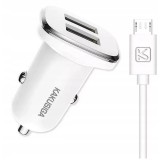 Cumpara ieftin Incarcator auto KakuSiga, 2.4A, 2 x USB, Cablu Micro USB, 1 m, Incarcare rapida, Plastic, Alb