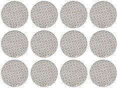 Set farfurii 12 piese din portelan pentru fructe, bej cu model negru, diametru 19.6 cm