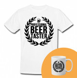 &quot;Beer taster&quot; Set Personalizat &ndash; Tricou + Cană Alb XXL