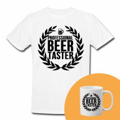 "Beer taster" Set Personalizat – Tricou + Cană Alb S