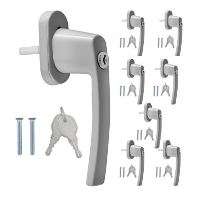 Set 8 Manere pentru fereastra cu blocare, Kwmobile, Gri, Aluminiu, 38354 foto