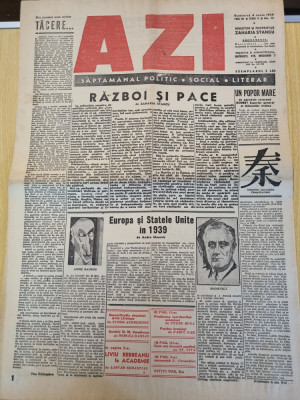 ziarul azi 4 iunie 1939-art. razboi si pace-zaharia stancu foto