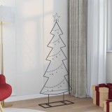 vidaXL Pom de Crăciun din metal cu suport Negru 150 cm Oțel 42019189