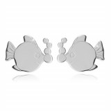 Cercei din argint 925 - pește strălucitor cu bule, &icirc;nchidere de tip fluturaș