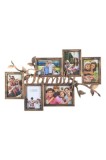 Ramă foto decorativă pentru 6 fotografii, plastic, bronz, 60x38 cm