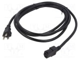 Cablu 3x18AWG NEMA 5-15, mufa PVC, 2m, negru, 10A - Qualtek Electronics
