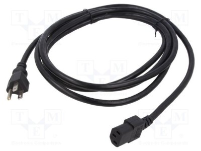 Cablu 3x18AWG NEMA 5-15, mufa PVC, 2m, negru, 10A - Qualtek Electronics foto