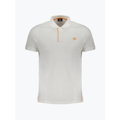 Tricou polo barbati din bumbac cu detalii contraste, Alb, M