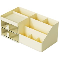 Cutie organizare, papetarie, makeup, plastic, pc hard, 27.5x15.5x12 cm, cream yellow
