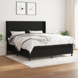 Cumpara ieftin Pat box spring cu saltea, negru, 160x200 cm, textil