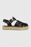 Karl Lagerfeld sandale de piele KAMINI STACK femei, culoarea negru, cu platforma, KL80295