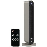HOMCOM Incalzitor Electric Oscilant cu 3 Moduri de Incalzire, cu ventilator, Temperatura Reglabila, Telecomanda &Oslash;25x73.5 cm, Argintiu | Aosom Romania