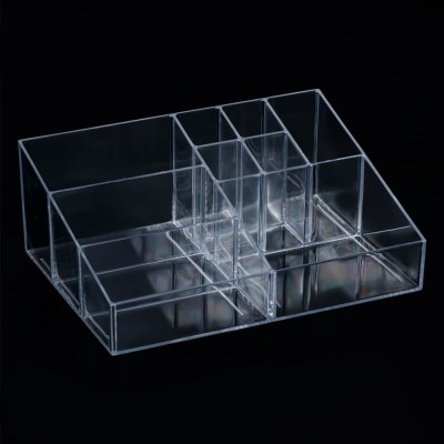 Suport Acrilic Cosmetice, 9 Compartimente, Transparent, Dimensiuni 25x19x9cm foto