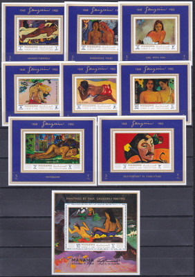 DB1 Pictura Manama Gauguin 8 SS de lux + SS MNH foto