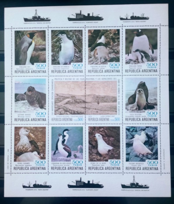 Argentina 1980 Antarctica,fauna polara, pinguini,foca,păsări serie neștampilat