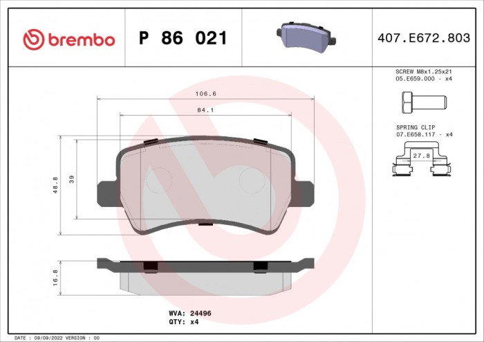 BREMBO P 86 021 PRIME LINE set placute frana,frana disc