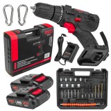 Cumpara ieftin Șurubelniță fără fir cu LCD, 2x Baterii 20V, Roșu Technic RTWA0033