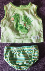 Set maieu si chilotei, bumbac, verde, pentru bebelusi 0-6 luni foto
