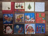 (10) Lot 12 șervețele vintage de colecție &ndash; Modele de Craciun - modele deosebite