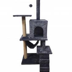 Graphite Cat Scratcher pentru pisici, 6 nivele 125cm cu hamac, scară și casă
