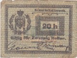 Romania Cernauti Bucovina 20 heller 1914 bani de necesitate bon uzat