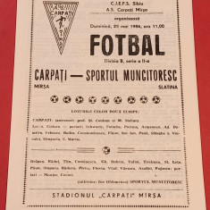 Program meci fotbal AS "CARPATI" MIRSA-SPORTUL MUNCITORESC SLATINA(25.05.1986)