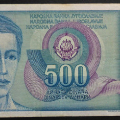 Bancnota 500 DINARI / DINARA - YUGOSLAVIA, anul 1990 * cod 222