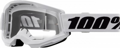 Ochelari cross/atv 100% Strata 2 Junior White, lentila transparenta, culoare ram... Cod Produs: MX_NEW 26013508PE foto