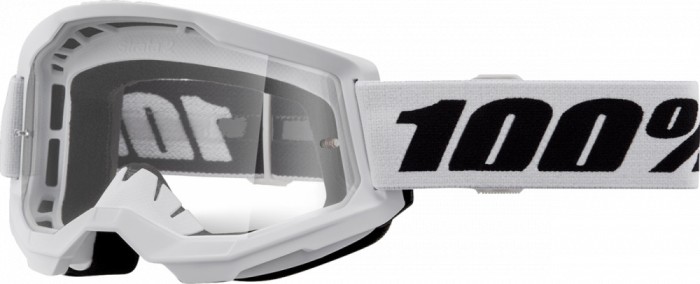 Ochelari cross/atv 100% Strata 2 Junior White, lentila transparenta, culoare ram... Cod Produs: MX_NEW 26013508PE