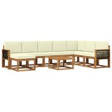 vidaXL Set de canapele de exterior cu pernă 9 pcs Natural și Crem 3385471